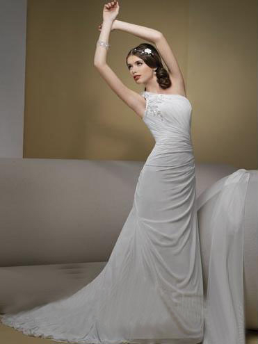 Orifashion HandmadeModest Silk Chiffon Wedding Dress BO155 - Click Image to Close